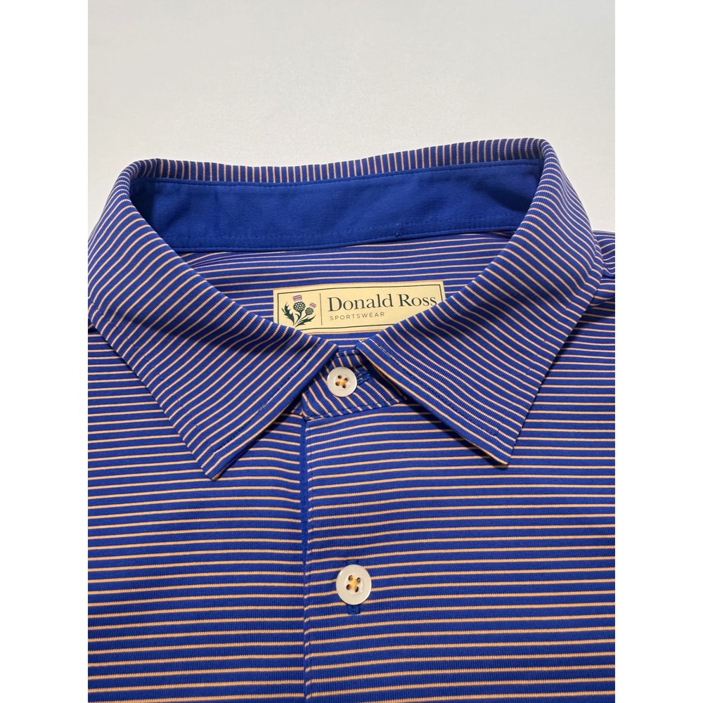 Donald Ross Sportswear Mens XL Golf Polo Shirt Blue Orange Striped Performance